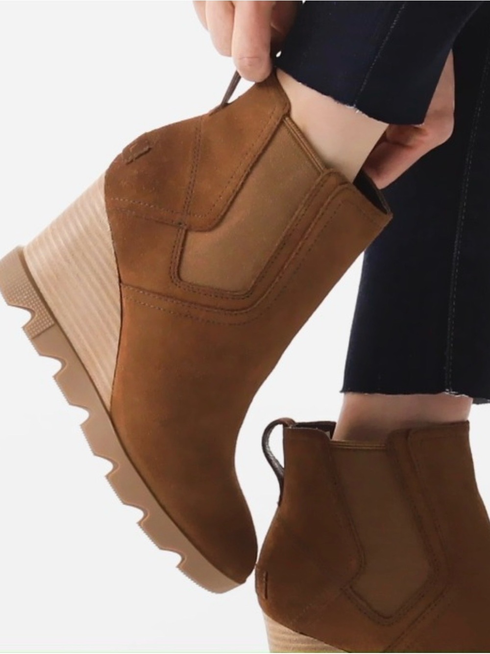 Sorel Tan Suede Wedge Ankle Boots - Picture 3 of 8